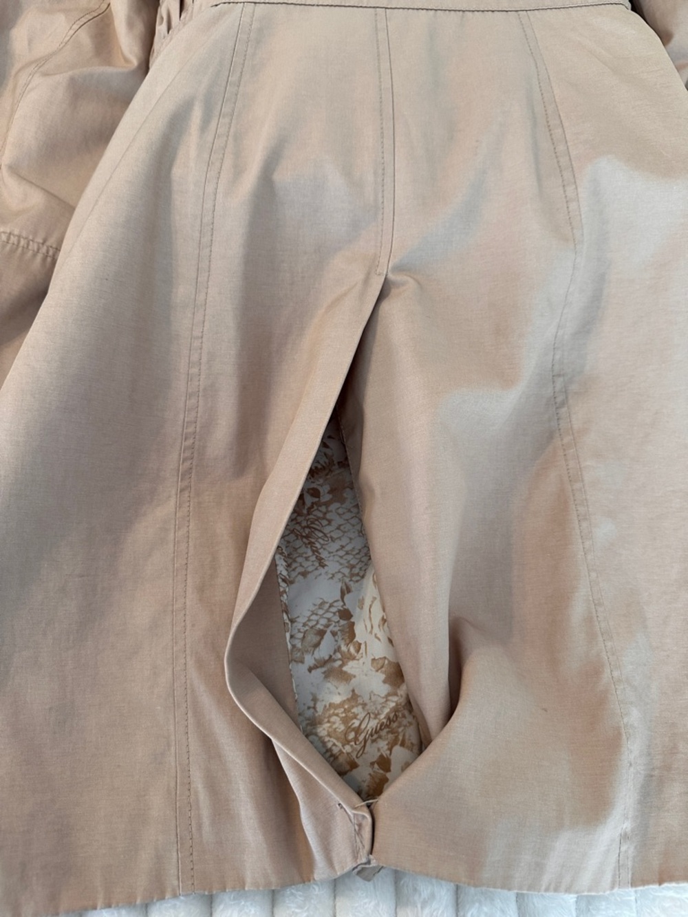Guess Women's Beige Trench Coat with Removable Hood - Picture 7 of 13